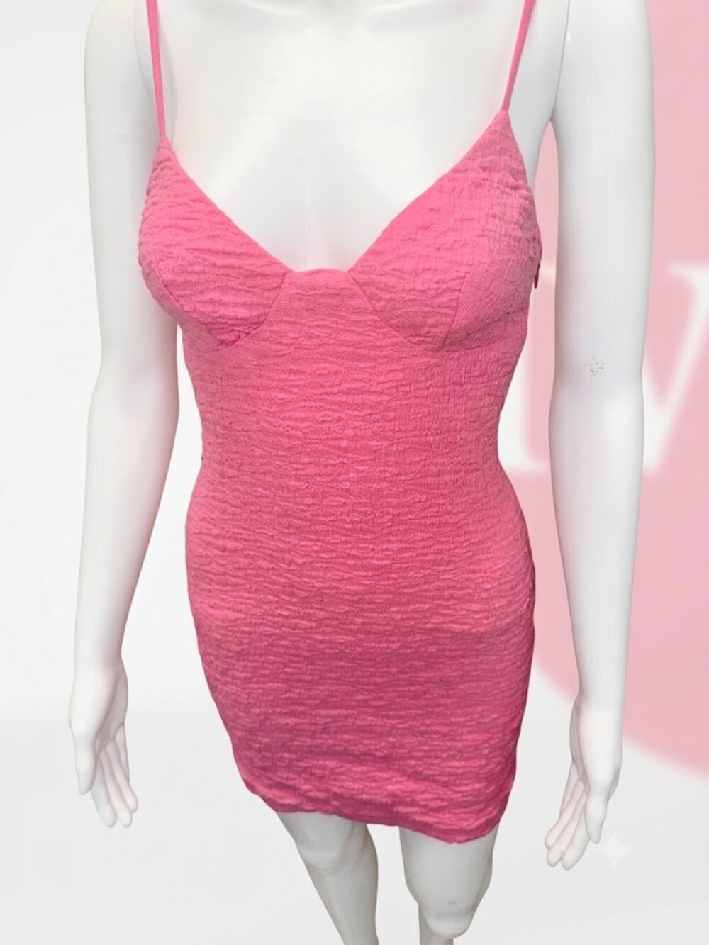 Princess Polly Hot Pink Textured Bodycon Mini Dress - Size 4